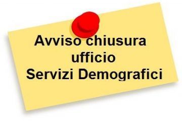 Ufficio servizi demografici chiuso il giorno mercoledi 17 settembre